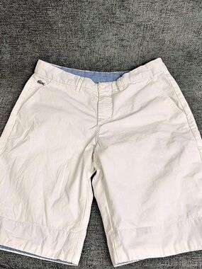 Lacoste L!VE Shorts Mens 32 White Classic Fit Chino Cotton Golf Summer Wear